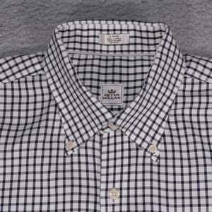 Peter Millar Shirt Mens Large Black White Check Plaid Nanoluxe Easycare Cotton